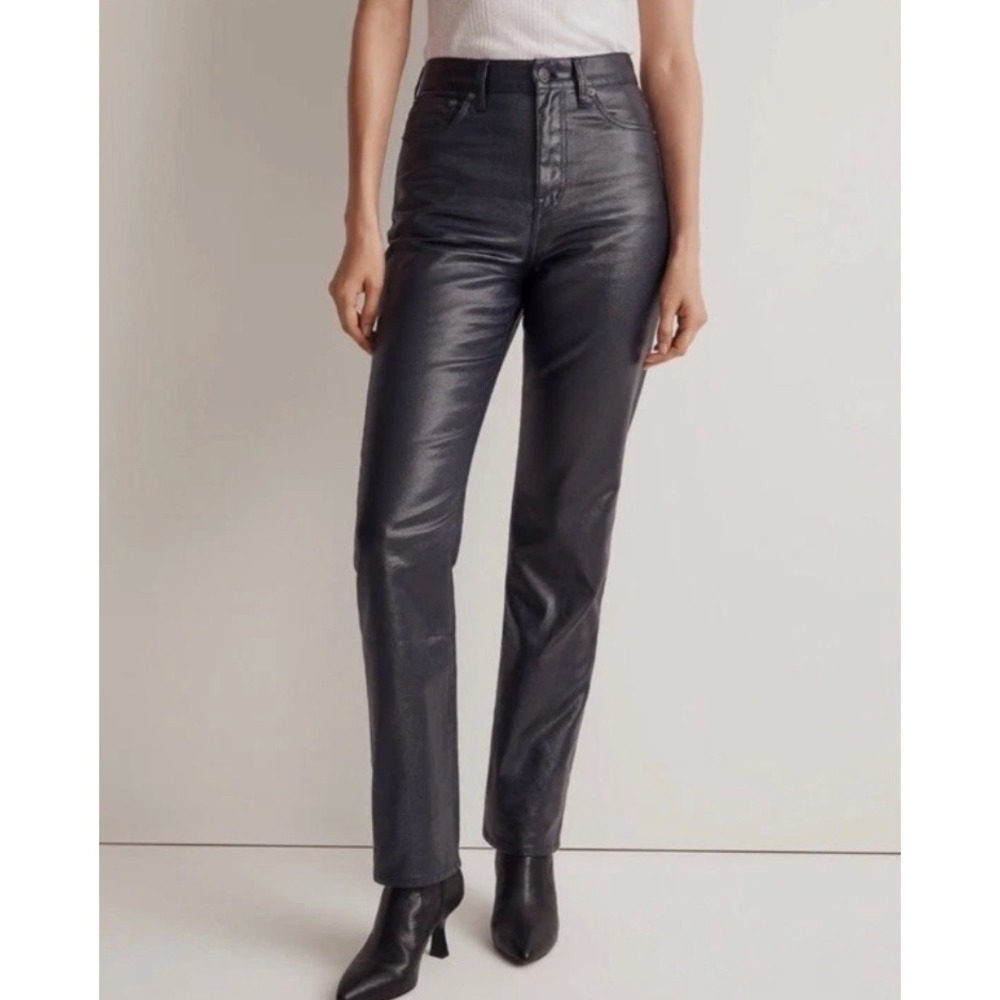 Madewell '90s‎ Straight Leg Jeans Dark Wash Midnight Blue Foil Denim Size 24